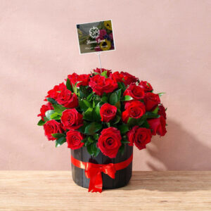 Arreglo Redondo de Rosas Rojas – Cumpleaños Elegante