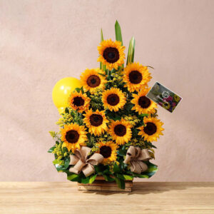 Arreglo de Cumpleaños con Girasoles y Globo – Energía Natural