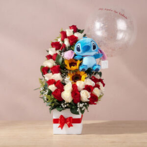 Arreglo de Cumpleaños con Peluche y Flores Mixtas – Sorpresa  Especial