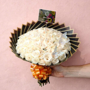 Bouquet Premium de Rosas Blancas – Elegancia Pura