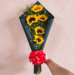Bouquet Vertical de Girasoles – Estilo Natural Elegante
