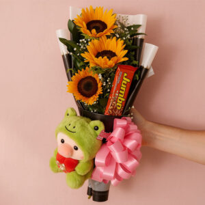 Bouquet de Girasoles con Peluche y Chocolates – Detalle Especial