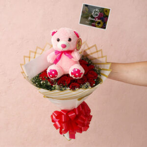 Bouquet de Rosas Rojas con Peluche – Detalle Único y especial