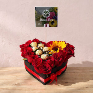 Corazón de Rosas Rojas con Chocolates – Detalle Especial