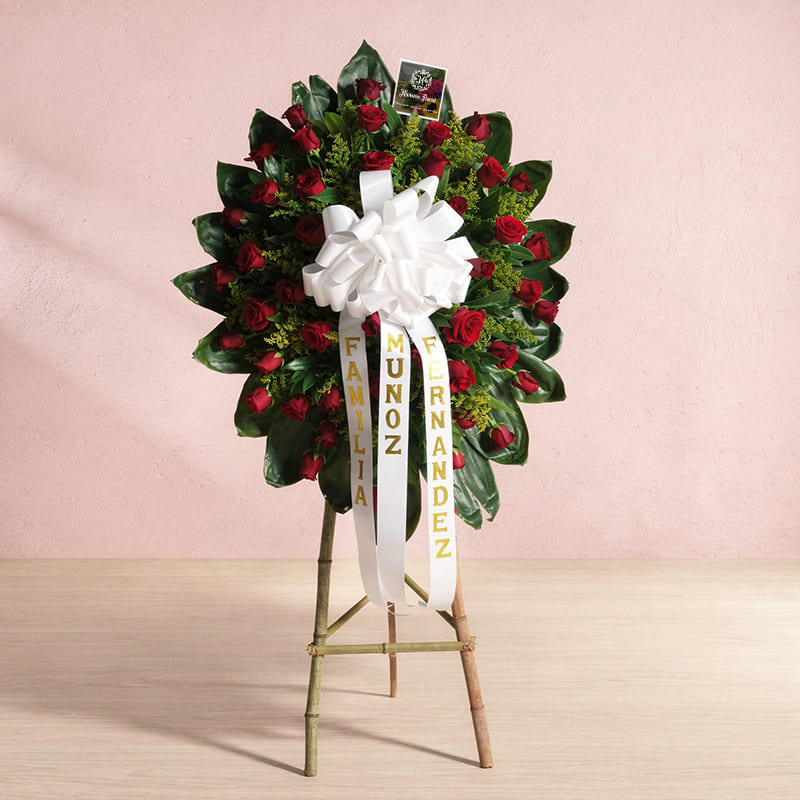 Corona Fúnebre de Rosas Rojas – Homenaje Profundo